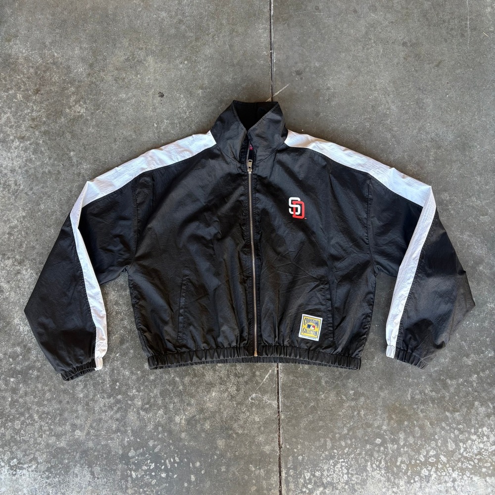 Mitchell & Ness San Diego Padres Track Jacket Women's XL Black Retro Throwback